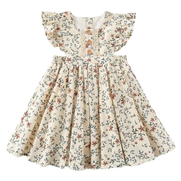 Cream Floral Pinafore Dress - Picture 4 of 4